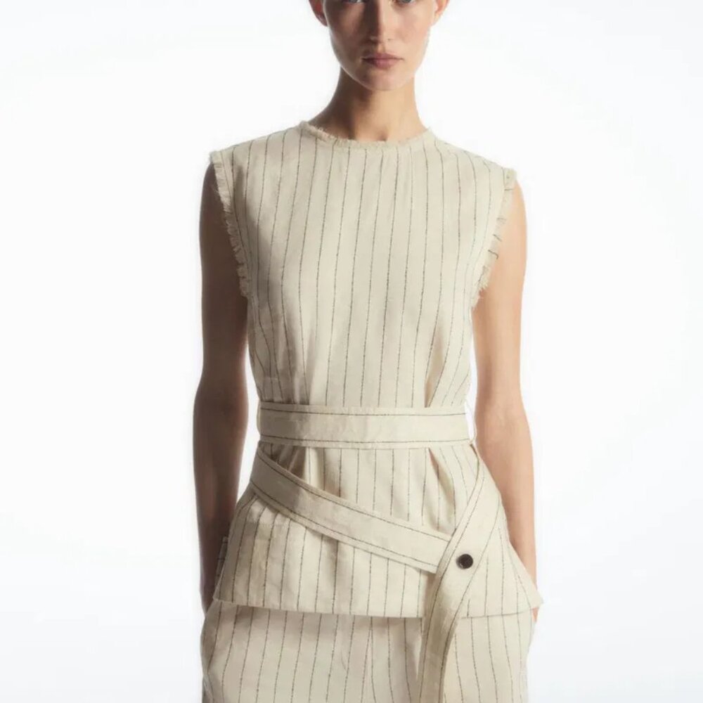 COS BELTED PINSTRIPE TANK TOP